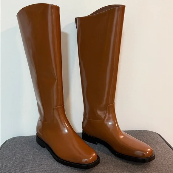 NWT Everlane Knee-High Leather Riding Boots Size 8 Brown - Picture 6 of 12